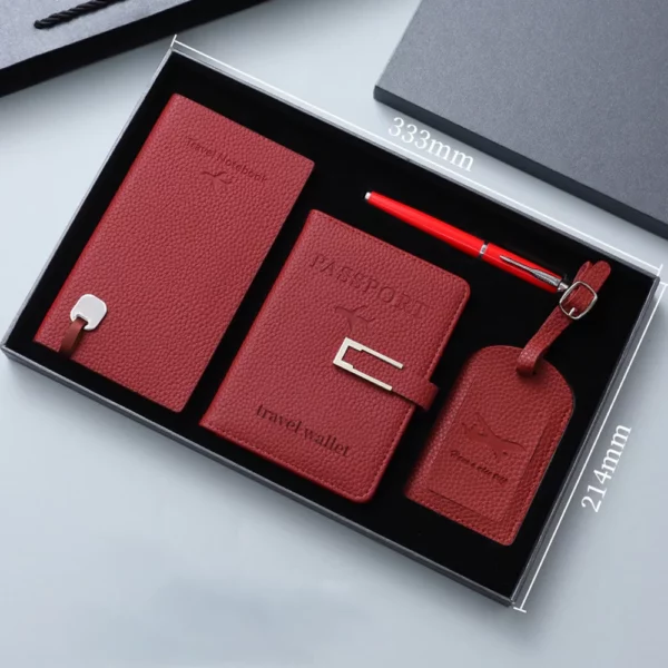 Traveler's Essential A5 Notebook, Passport Holder, Luggage Tags & Pen Gift Set with Box & Bag - Image 6