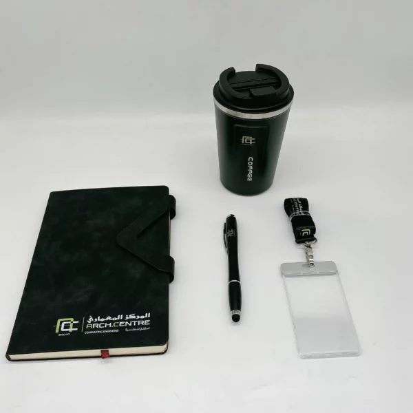 Coffee Lover's Desk Set: A5 Notebook, 304 SS Coffee Mug, Metal Pen & Card Strip Gift Set with Box & Bag - Image 7