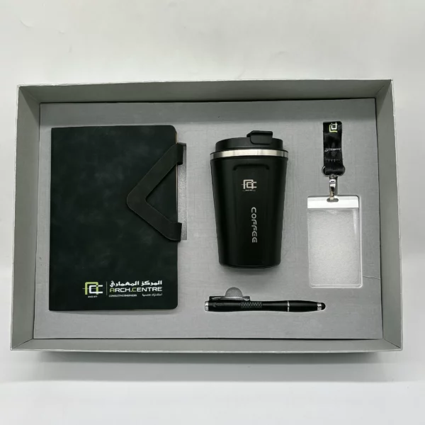 Coffee Lover's Desk Set: A5 Notebook, 304 SS Coffee Mug, Metal Pen & Card Strip Gift Set with Box & Bag - Image 9