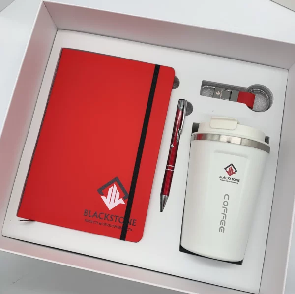 Premium A5 Notebook, 304 SS Coffee Mug, Metal Pen & PU & Metal Keychain Gift Set with Box & Bag - Image 5