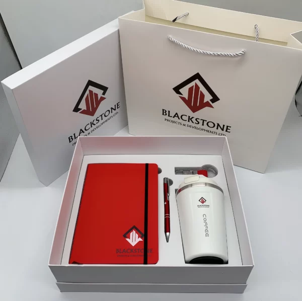 Premium A5 Notebook, 304 SS Coffee Mug, Metal Pen & PU & Metal Keychain Gift Set with Box & Bag - Image 2