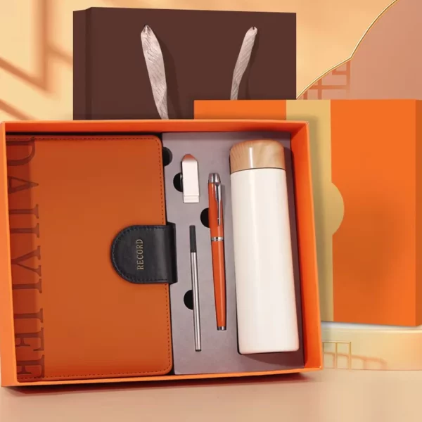 Elegant Wood Cover 304 SS Thermos, Metal Pen (Refill), 16GB USB Drive & A5 Notebook Gift Set with Box & Bag - Image 4