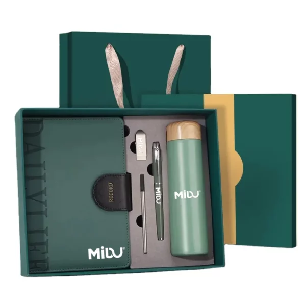 Elegant Wood Cover 304 SS Thermos, Metal Pen (Refill), 16GB USB Drive & A5 Notebook Gift Set with Box & Bag - Image 6