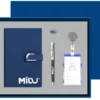 Professional ID & Desk Set: A5 Notebook, Custom Badge, ID Card Holder with Reel & Metal Pen Gift Set with Box & Bag