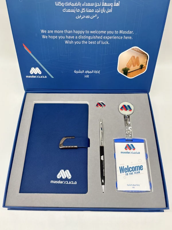 Professional ID & Desk Set: A5 Notebook, Custom Badge, ID Card Holder with Reel & Metal Pen Gift Set with Box & Bag - Image 5