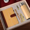 Eco-Friendly Bamboo A5 Notebook, Wood Pen, 16GB Metal USB, Bookmark & Bamboo Thermos Cup Gift Set with Box & Bag - Image 4