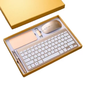 Complete Wireless Office Tech Gift Set: 5000mAh Power Bank, 16GB Type-C/PC USB, Wireless Mouse, Metal Pen & Keyboard with Box & Bag
