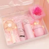 Portable Essentials Gift Set: Mini Fan, Mini 304 SS Thermos, Automatic Umbrella & Humidifier (Light Blue/Pink) with Box & Bag - Image 2