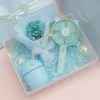 Portable Essentials Gift Set: Mini Fan, Mini 304 SS Thermos, Automatic Umbrella & Humidifier (Light Blue/Pink) with Box & Bag - Image 4