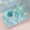 Portable Essentials Gift Set: Mini Fan, Mini 304 SS Thermos, Automatic Umbrella & Humidifier (Light Blue/Pink) with Box & Bag - Image 6