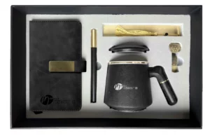 Elegant A6 Notebook, Wooden Pen, Bookmark, Ceramic Cup & 16GB Metal USB Drive Gift Box Set