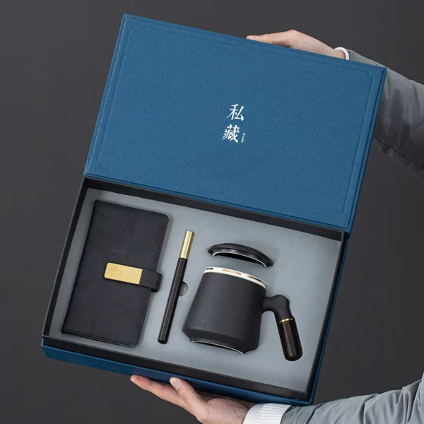 Elegant A6 Notebook, Wooden Pen, Bookmark, Ceramic Cup & 16GB Metal USB Drive Gift Box Set - Image 3