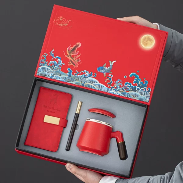 Elegant A6 Notebook, Wooden Pen, Bookmark, Ceramic Cup & 16GB Metal USB Drive Gift Box Set - Image 4