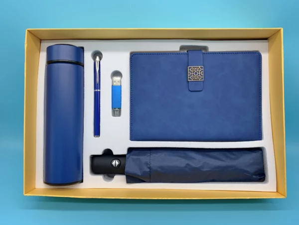 Professional On-the-Go Gift Set: 304 SS Bottle, 16GB Type-C/PC USB, Metal Pen, Automatic Umbrella & A5 Notebook with Box & Bag - Image 3