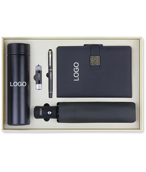Professional On-the-Go Gift Set: 304 SS Bottle, 16GB Type-C/PC USB, Metal Pen, Automatic Umbrella & A5 Notebook with Box & Bag - Image 10