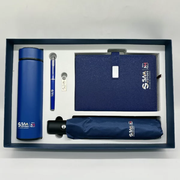 Professional On-the-Go Gift Set: 304 SS Bottle, 16GB Type-C/PC USB, Metal Pen, Automatic Umbrella & A5 Notebook with Box & Bag - Image 5