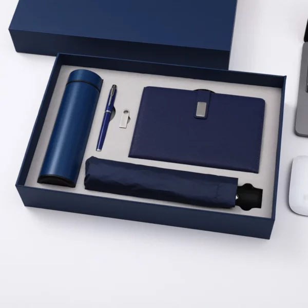 Professional On-the-Go Gift Set: 304 SS Bottle, 16GB Type-C/PC USB, Metal Pen, Automatic Umbrella & A5 Notebook with Box & Bag - Image 9