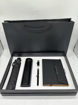 Professional On-the-Go Gift Set: 304 SS Bottle, 16GB Type-C/PC USB, Metal Pen, Automatic Umbrella & A5 Notebook with Box & Bag