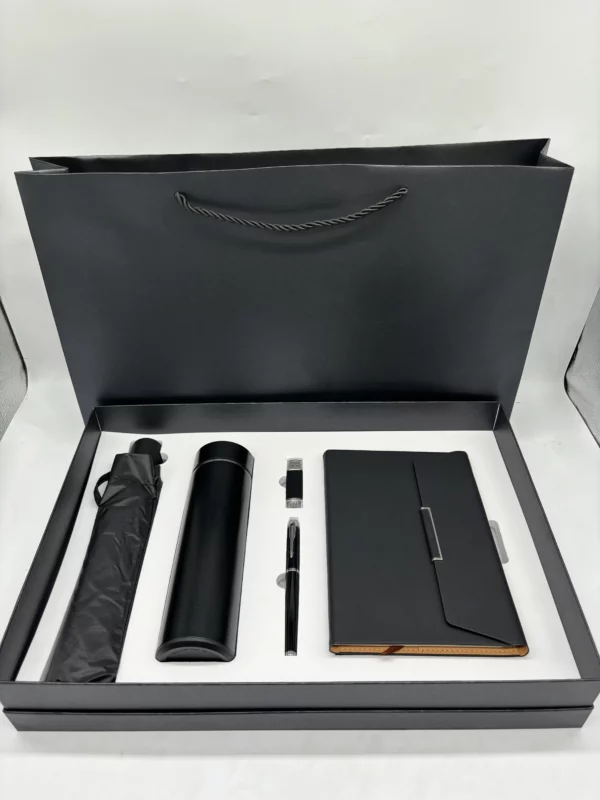 Professional On-the-Go Gift Set: 304 SS Bottle, 16GB Type-C/PC USB, Metal Pen, Automatic Umbrella & A5 Notebook with Box & Bag