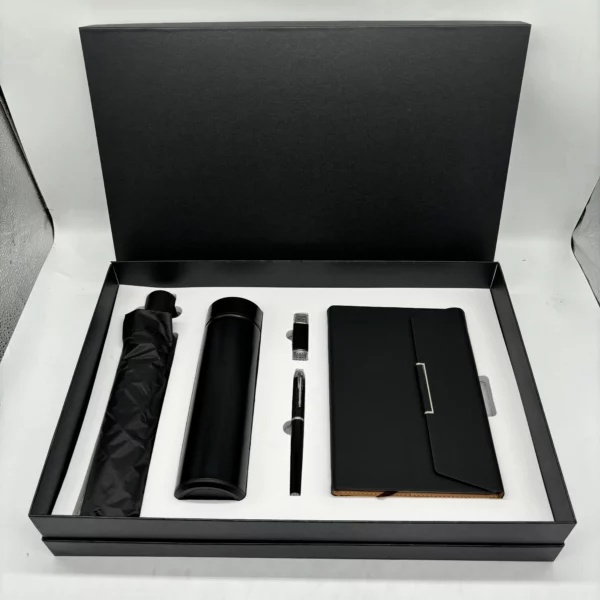 Professional On-the-Go Gift Set: 304 SS Bottle, 16GB Type-C/PC USB, Metal Pen, Automatic Umbrella & A5 Notebook with Box & Bag - Image 4