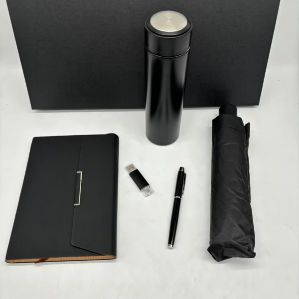 Professional On-the-Go Gift Set: 304 SS Bottle, 16GB Type-C/PC USB, Metal Pen, Automatic Umbrella & A5 Notebook with Box & Bag - Image 5