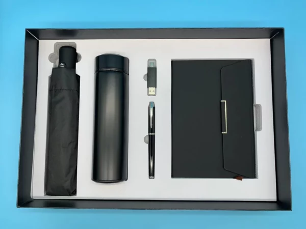 Professional On-the-Go Gift Set: 304 SS Bottle, 16GB Type-C/PC USB, Metal Pen, Automatic Umbrella & A5 Notebook with Box & Bag - Image 6