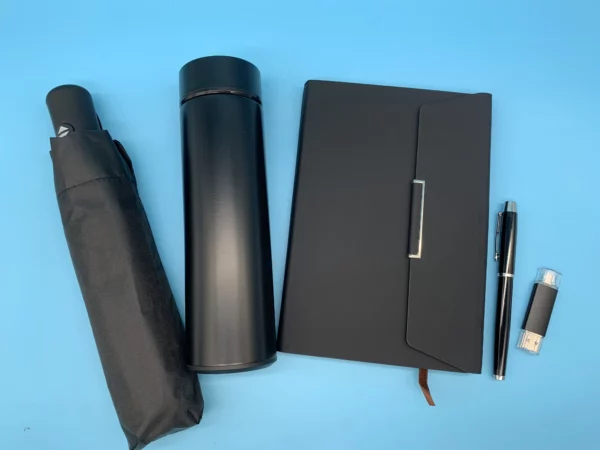 Professional On-the-Go Gift Set: 304 SS Bottle, 16GB Type-C/PC USB, Metal Pen, Automatic Umbrella & A5 Notebook with Box & Bag - Image 8