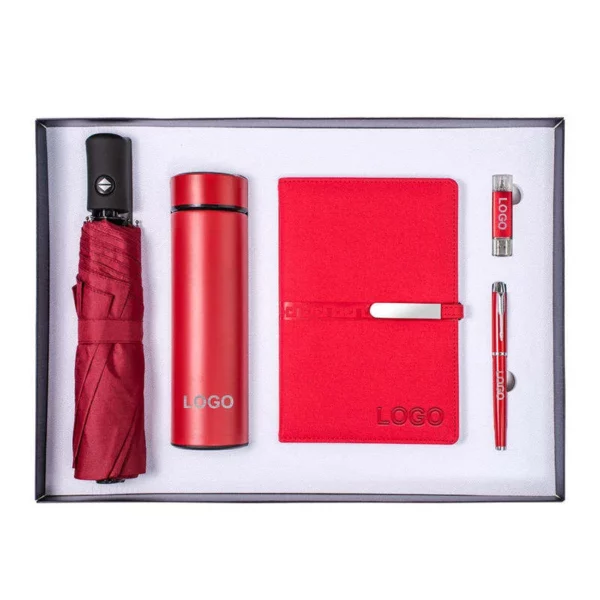 Professional On-the-Go Gift Set: 304 SS Bottle, 16GB Type-C/PC USB, Metal Pen, Automatic Umbrella & A5 Notebook with Box & Bag - Image 10