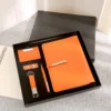 Stylish Metal & PU Keychain, 16GB PU/Metal USB, PU Pen, Card Holder & A5 Loose-Leaf Notebook Gift Set with Box & Bag