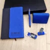 Stylish Metal & PU Keychain, 16GB PU/Metal USB, PU Pen, Card Holder & A5 Loose-Leaf Notebook Gift Set with Box & Bag - Image 3