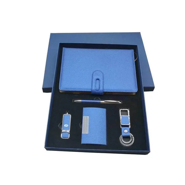 Stylish Metal & PU Keychain, 16GB PU/Metal USB, PU Pen, Card Holder & A5 Loose-Leaf Notebook Gift Set with Box & Bag - Image 8