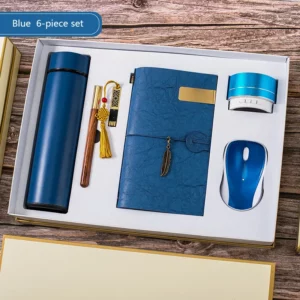 Versatile Tech & Hydration Gift Set: 304 SS Bottle, 16GB USB, Wood Pen, Wireless Mouse, Speaker & A6 Account Notebook with Box & Bag