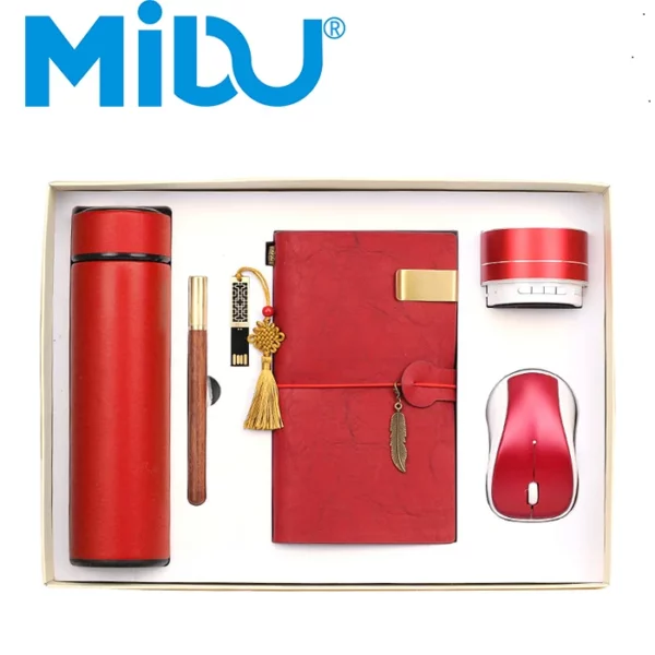 Versatile Tech & Hydration Gift Set: 304 SS Bottle, 16GB USB, Wood Pen, Wireless Mouse, Speaker & A6 Account Notebook with Box & Bag - Image 7