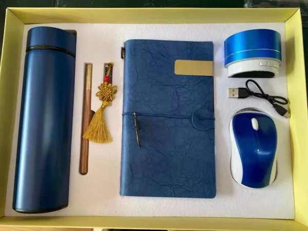 Versatile Tech & Hydration Gift Set: 304 SS Bottle, 16GB USB, Wood Pen, Wireless Mouse, Speaker & A6 Account Notebook with Box & Bag - Image 9