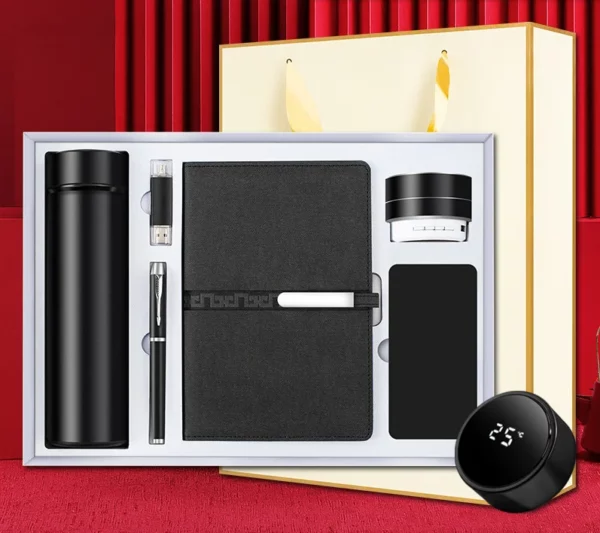 Compact Tech & Hydration Gift Set: 304 SS Bottle, 16GB Type-C/PC USB, Metal Pen, Wireless Speaker, 5000mAh Power Bank & A5 Notebook with Box & Bag - Image 4