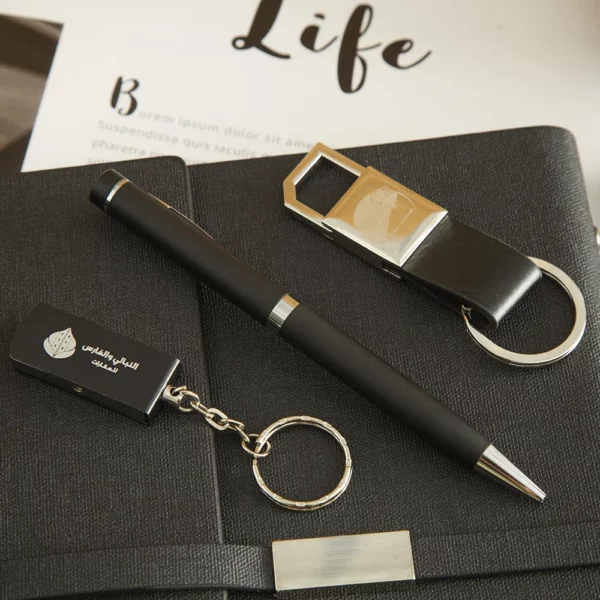Versatile Daily Essentials Gift Set: 304 SS Thermos, 16GB USB, Metal Pen, A5 Loose-Leaf Notebook, Card Holder & Metal/PU Keychain with Box & Bag - Image 5