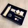 Premium Wood Smart Bottle (Temp Display), Card Holder, Wireless Charger Pen Holder, Wireless Speaker, Pen & Keychain Gift Set with Box & Bag
