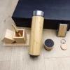 Premium Wood Smart Bottle (Temp Display), Card Holder, Wireless Charger Pen Holder, Wireless Speaker, Pen & Keychain Gift Set with Box & Bag - Image 5
