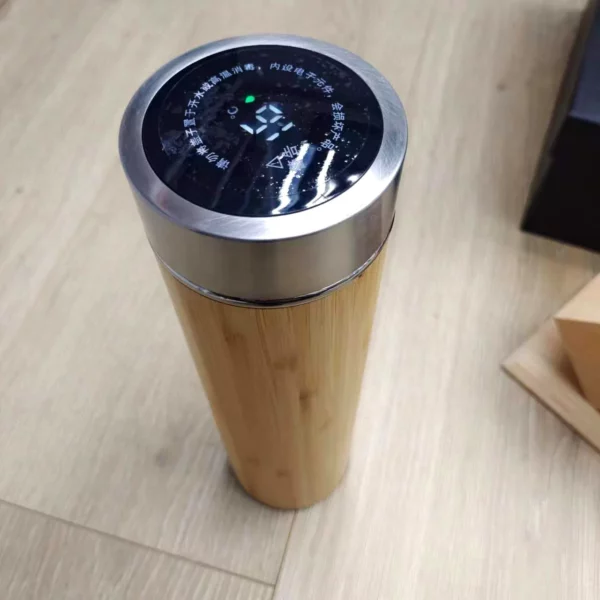 Premium Wood Smart Bottle (Temp Display), Card Holder, Wireless Charger Pen Holder, Wireless Speaker, Pen & Keychain Gift Set with Box & Bag - Image 6