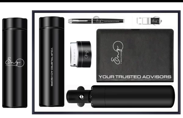 Executive Hydration & Tech Set: 304 SS Bottle, Automatic Umbrella, Metal Pen, 16GB Type-C/PC USB, Wireless Speaker & A5 Notebook with Box & Bag - Image 2