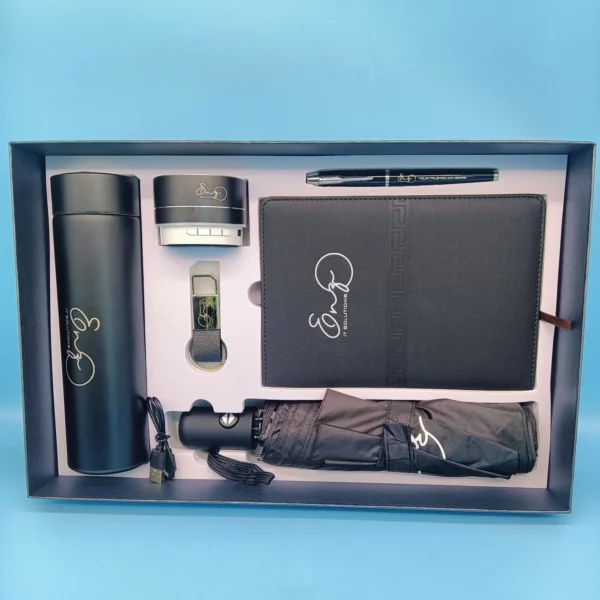Executive Hydration & Tech Set: 304 SS Bottle, Automatic Umbrella, Metal Pen, 16GB Type-C/PC USB, Wireless Speaker & A5 Notebook with Box & Bag - Image 8