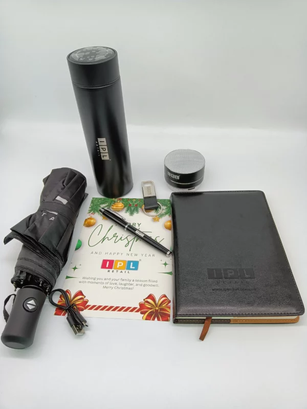 Executive Hydration & Tech Set: 304 SS Bottle, Automatic Umbrella, Metal Pen, 16GB Type-C/PC USB, Wireless Speaker & A5 Notebook with Box & Bag - Image 10