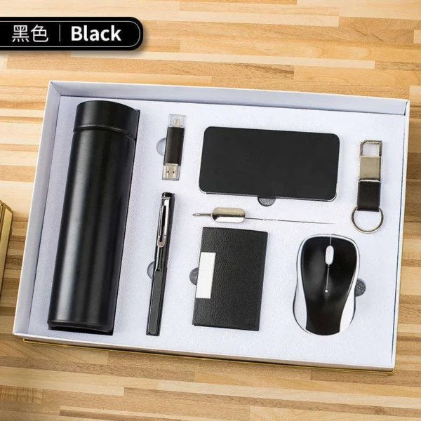 Comprehensive Modern Professional Gift Set: 304 SS Bottle, PU/Metal Keychain, Pen, 16GB Type-C/PC USB, 5000mAh Power Bank, Bookmark, Wireless Mouse & PU Card Holder with Box & Bag - Image 3