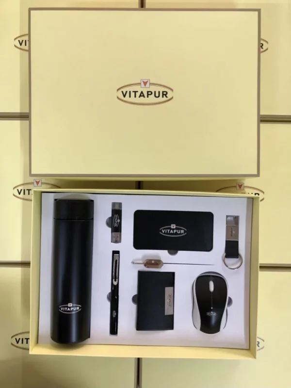 Comprehensive Modern Professional Gift Set: 304 SS Bottle, PU/Metal Keychain, Pen, 16GB Type-C/PC USB, 5000mAh Power Bank, Bookmark, Wireless Mouse & PU Card Holder with Box & Bag - Image 5