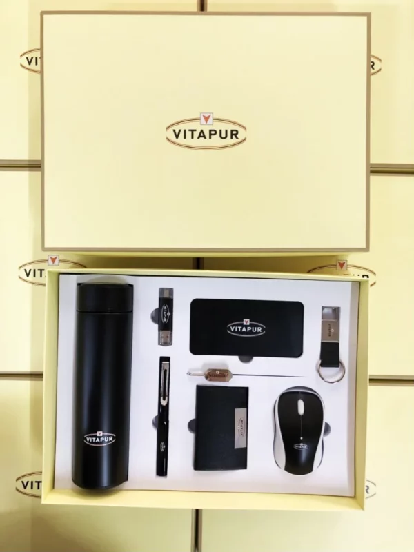 Comprehensive Modern Professional Gift Set: 304 SS Bottle, PU/Metal Keychain, Pen, 16GB Type-C/PC USB, 5000mAh Power Bank, Bookmark, Wireless Mouse & PU Card Holder with Box & Bag - Image 8