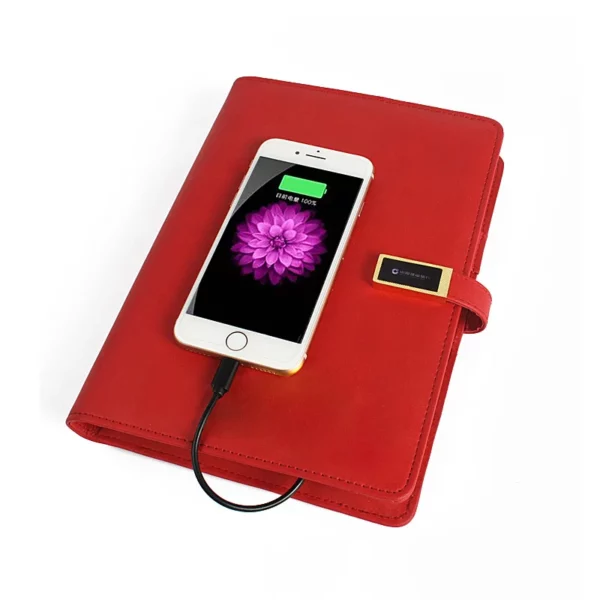 Blue light up logo power bank notebook with box and bag - Image 5