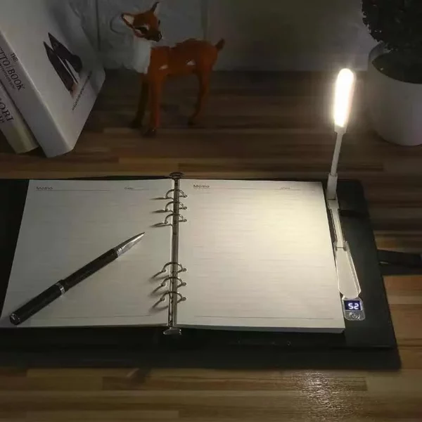 Lamp smartnotebook, 8,000mAh power bank notebook with loose-leaf inner pages
