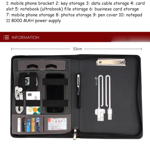 A4 file with power bank mutifunctional power bank notebook - Image 6