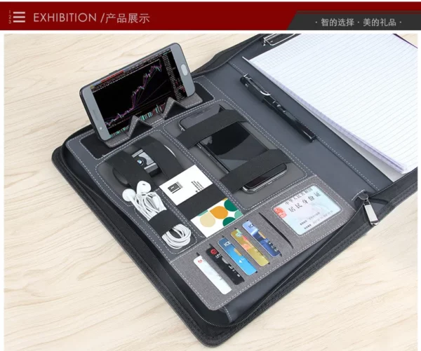A4 file with power bank mutifunctional power bank notebook - Image 4