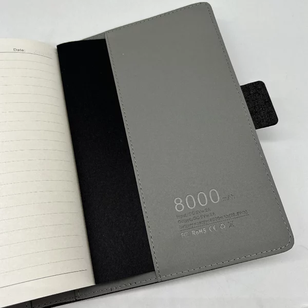 Light up logo Mutifunctional power bank notebook with removable notepad - Image 5